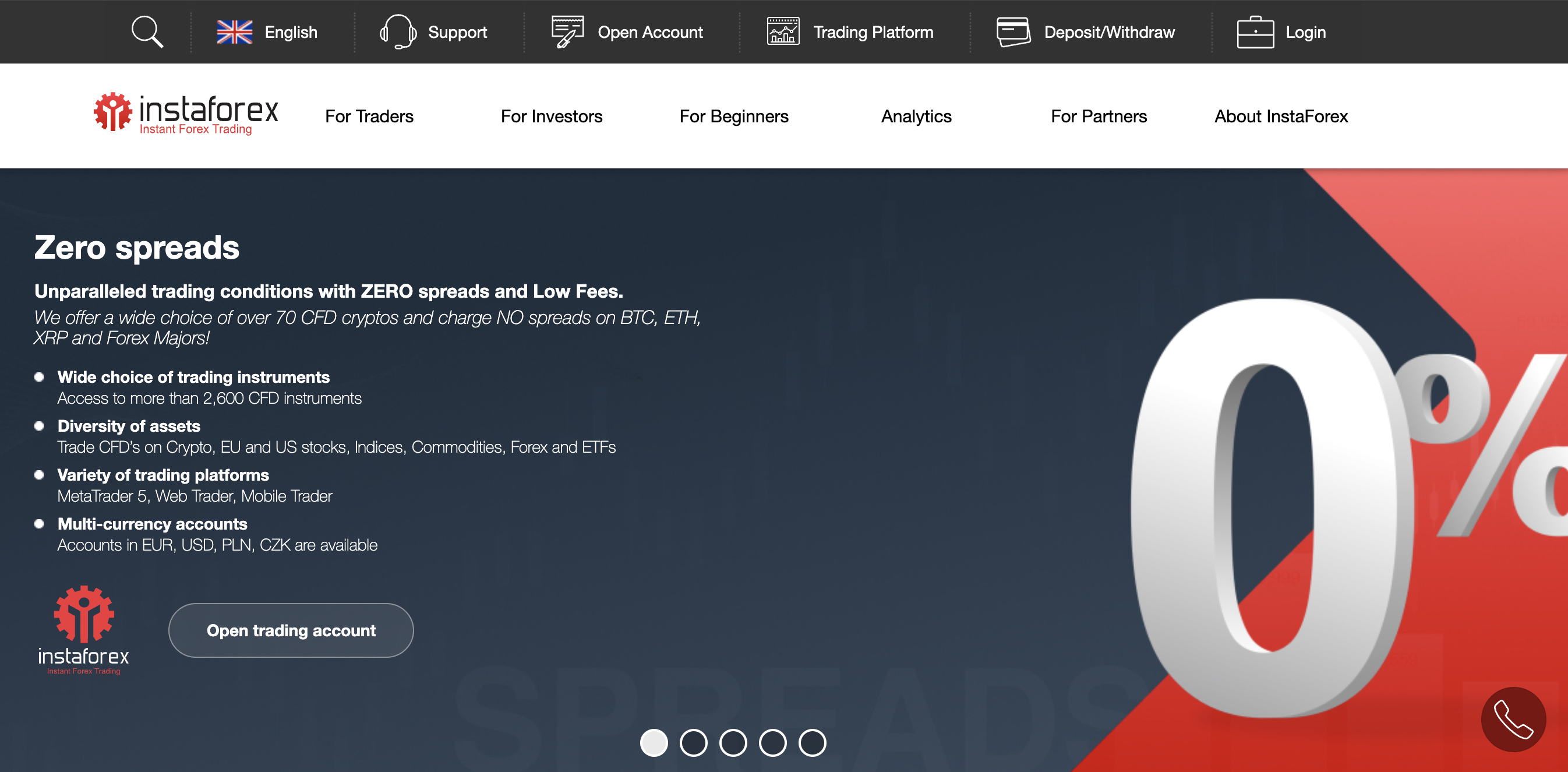 homepage of instaforex